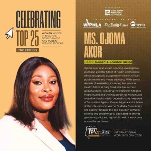 Ojoma Akor announced among Top 25 Women’s Voices in Nigeria’s Development and Public Service sectors